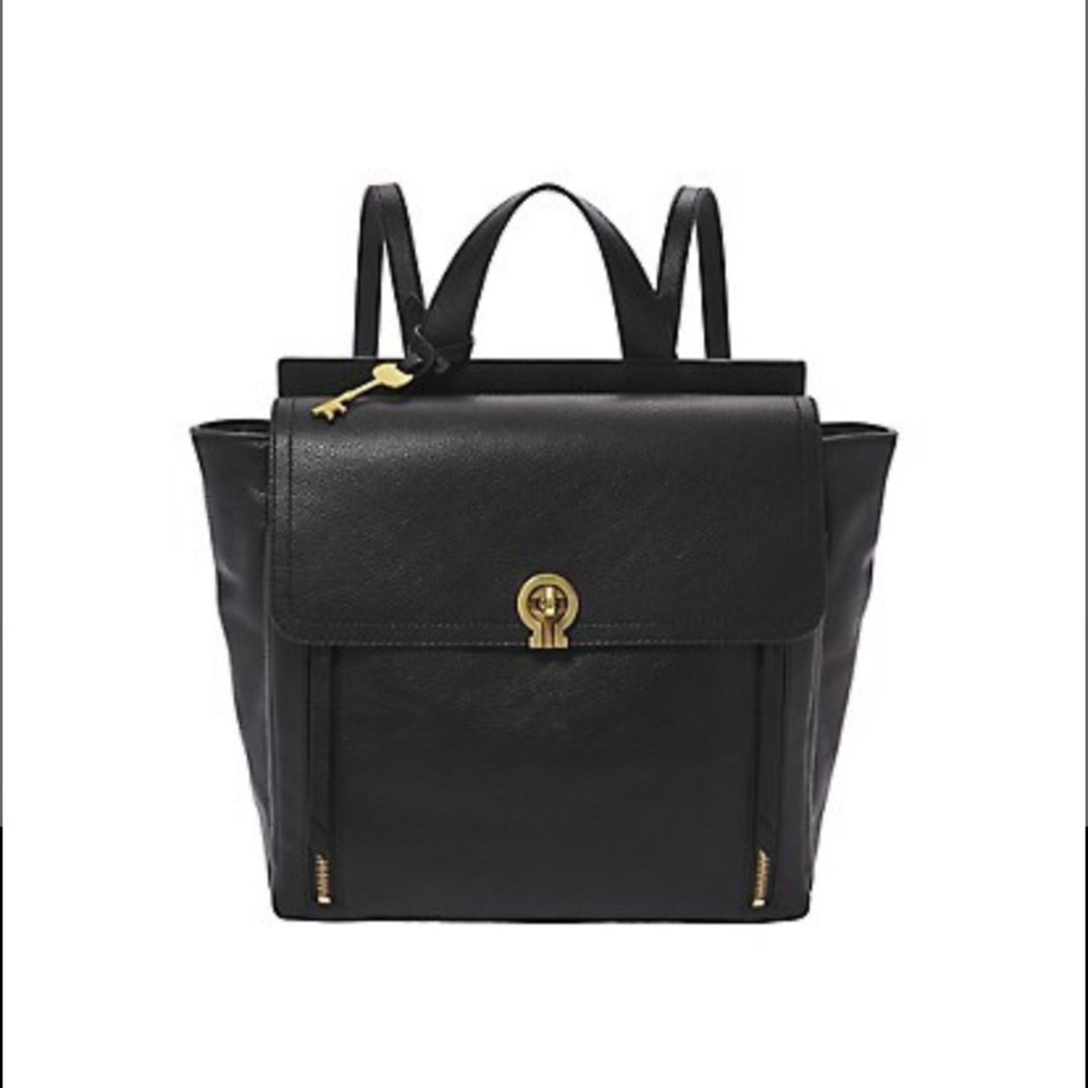 Fossil Amelia Genuine Leather Convertible Backpack with brass hardware